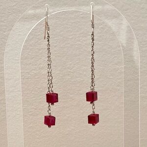Garnet Swarovski Crystal & Sterling Silver Chain Statement Earrings